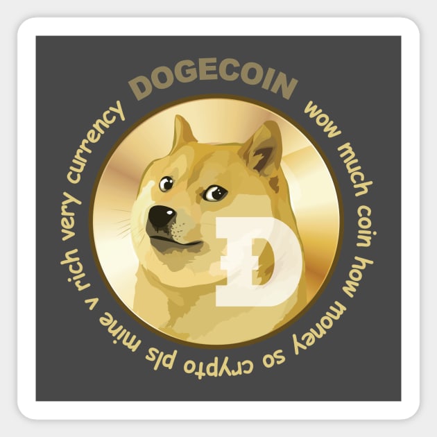 Dogecoin - Official Cryptocurrency Apparel Sticker by Sonoran Design and Custom Apparel